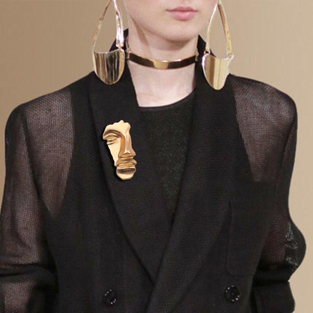 Girls Gift Boys Decoration Women Brooch Exaggerated Brooches Hijab Pins Half Human Face Brooch