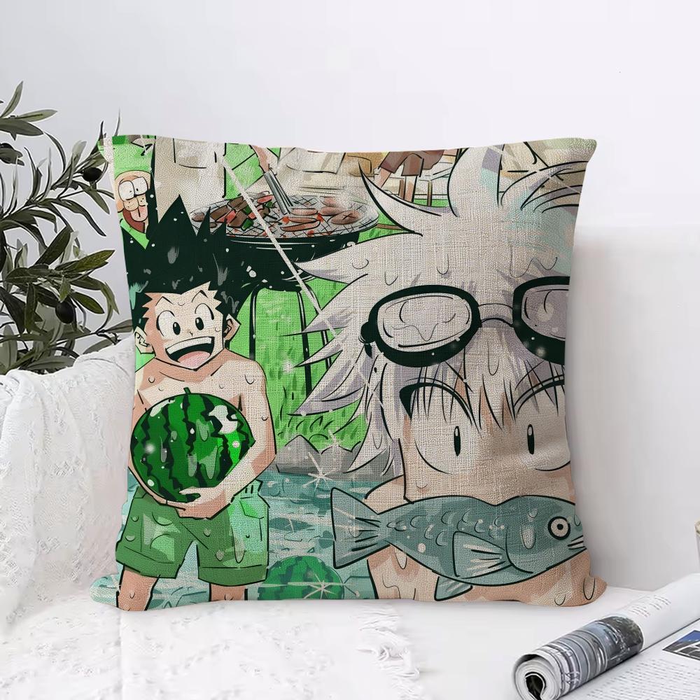 Anime HHunter X Hunter Cushion Cover Eco Linen Pillow Case DoubleSided Print Breathable Durable Zipper Home Decor Gift