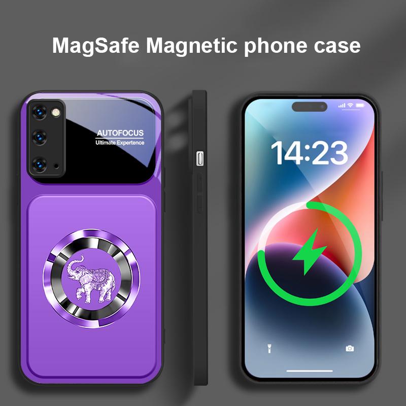 Элегантный розовый слон Для Magsafe Samsung S25 S25 Edge S25Ultra S8 9 10 20 S21 Pro 22 Plus S23 FE S24 Ultra Стеклянный чехол для телефона