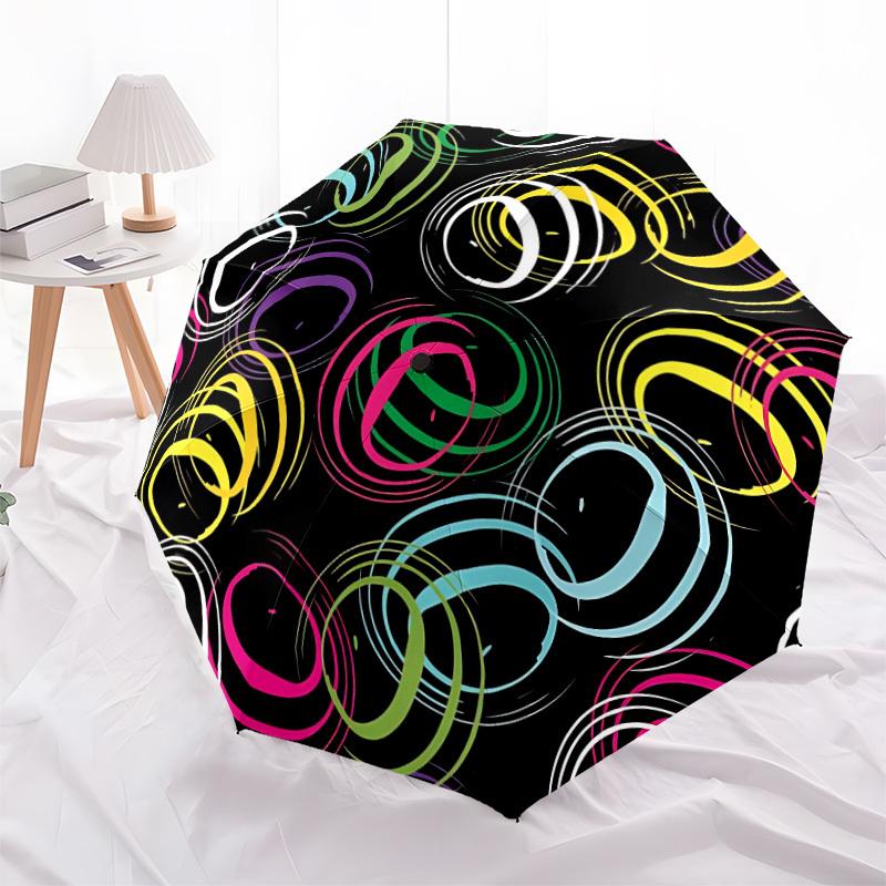 1pc Colorful Circles Automatic Folding Umbrella - 8-Rib Automatic Open/Close, Large Canopy Birthday Festival Gift yy251217155