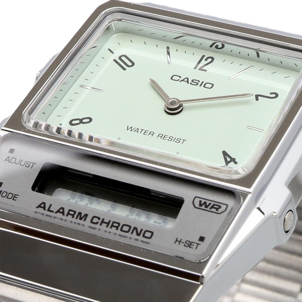 Casio Стандартные аналогово-цифровые кварцевые наручные часы AQ-800E-3A Унисекс Светло-зеленые