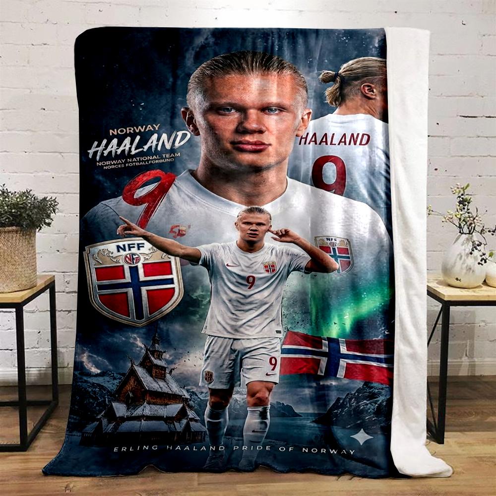 Norwegian Football Star Design printed Flannel blanket for bedroom, living room, sofa, and nap