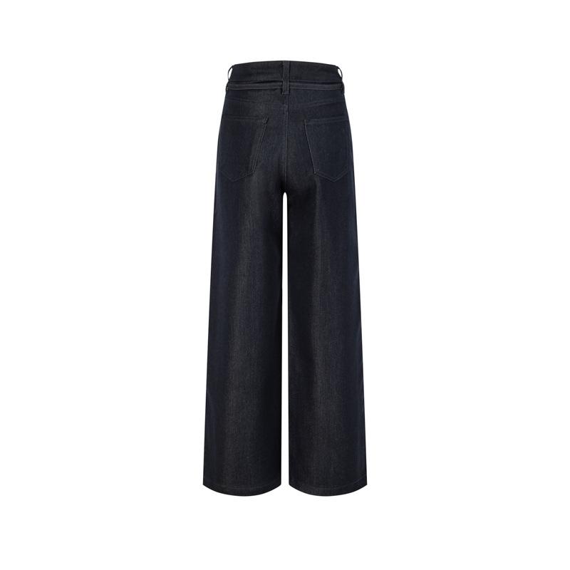 Autumn anti-fading thin belt anti-wrinkle wide-leg floor pants micro-elastic jeans women's wide-leg pants high temperature setting