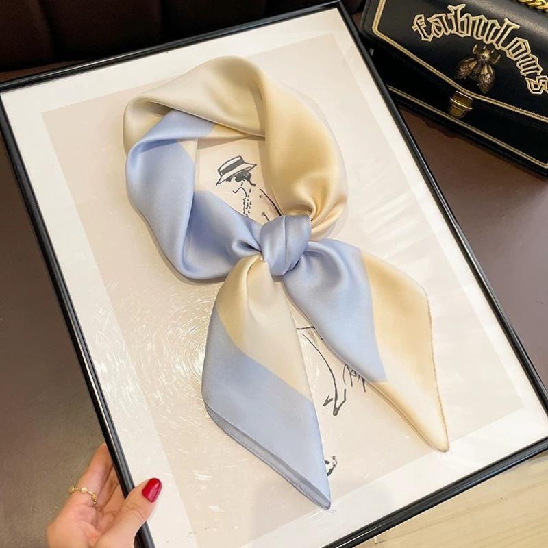 Классический принт 7070 см шелковый квадратный шарф женский модный мягкий атласный ободок для волос шейный платок галстук женский ободок фуляр лента для сумки