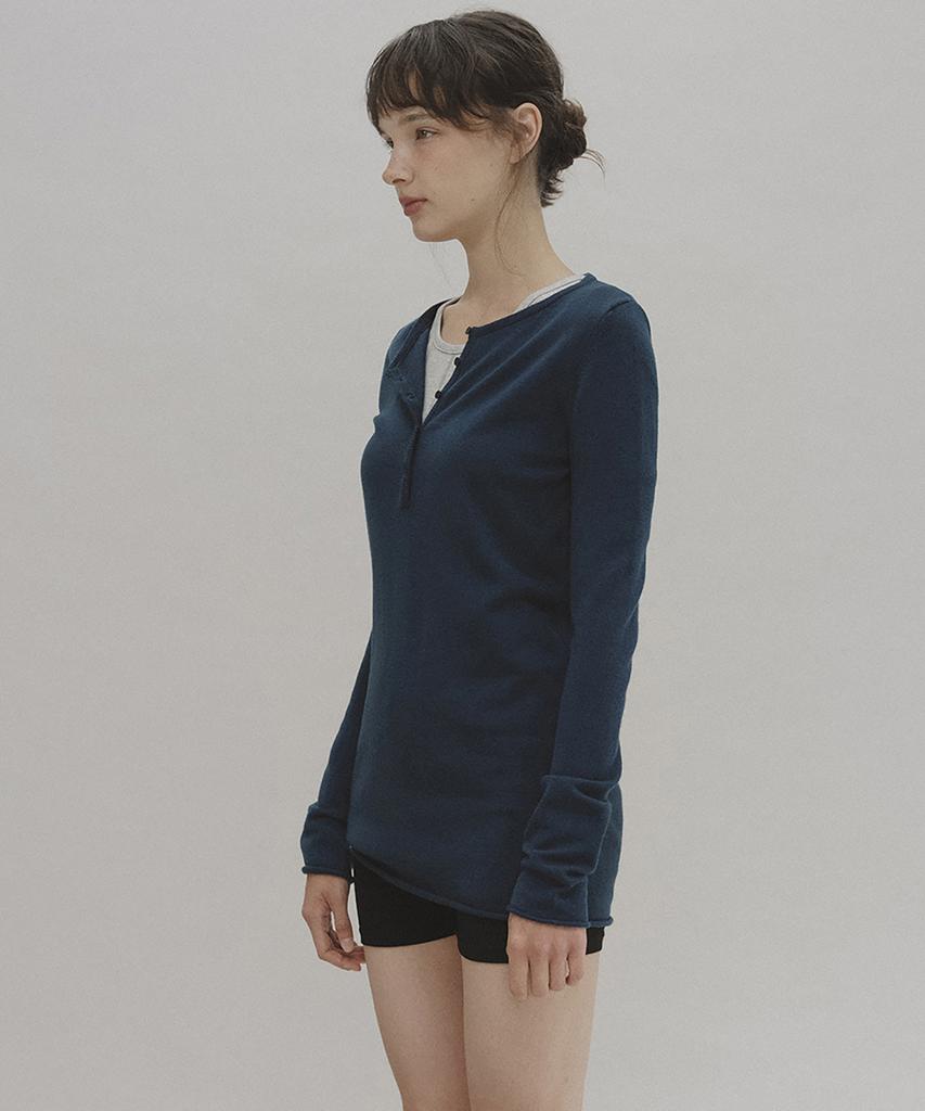 ANDNEEDS Glen Wool Long Knit (Blue)