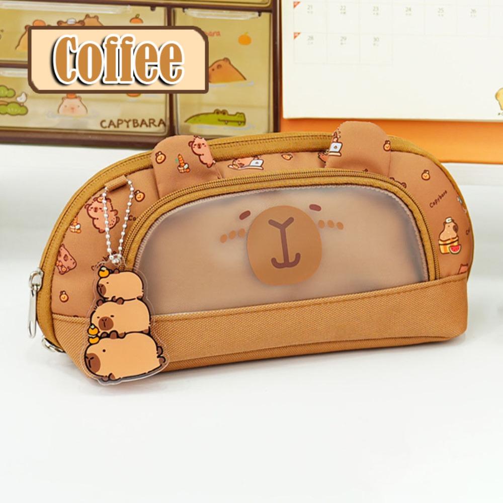 Cartoon Capibara Pencil Case Multi-layer Stationery Bag Kawaii Pencil Pouch  School Supplies
