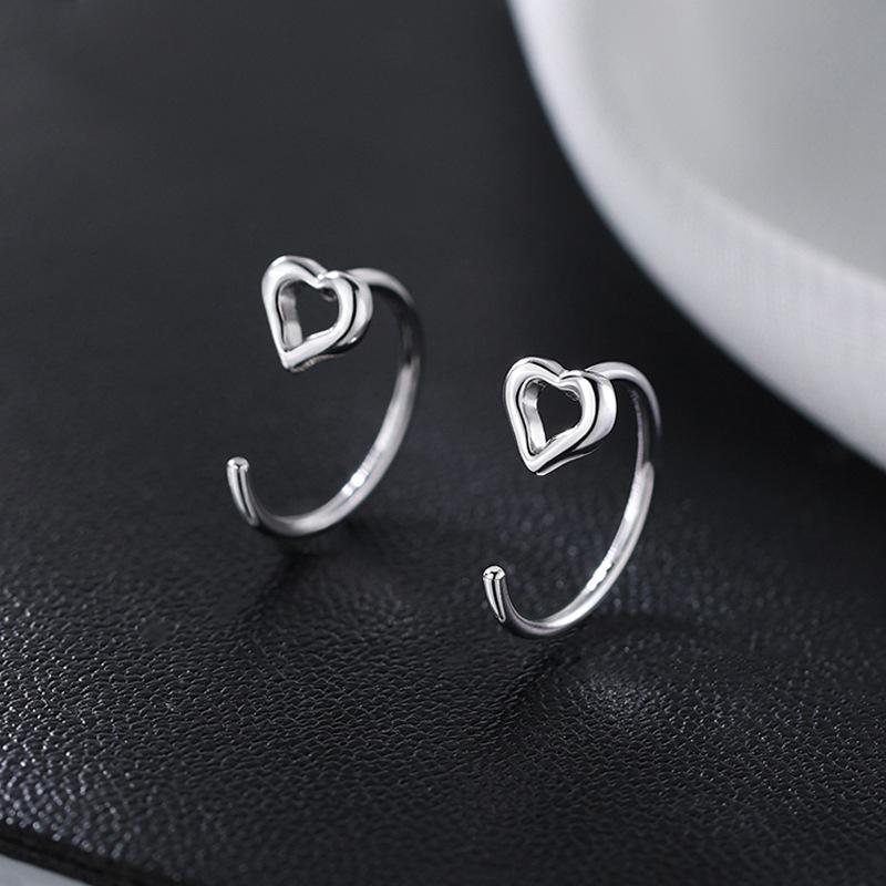 Love Ear Hook Exquisite Exquisite Versatile Sweet Mori Small Stud Earrings Commuting Fashion Hollow Design Heart Earrings