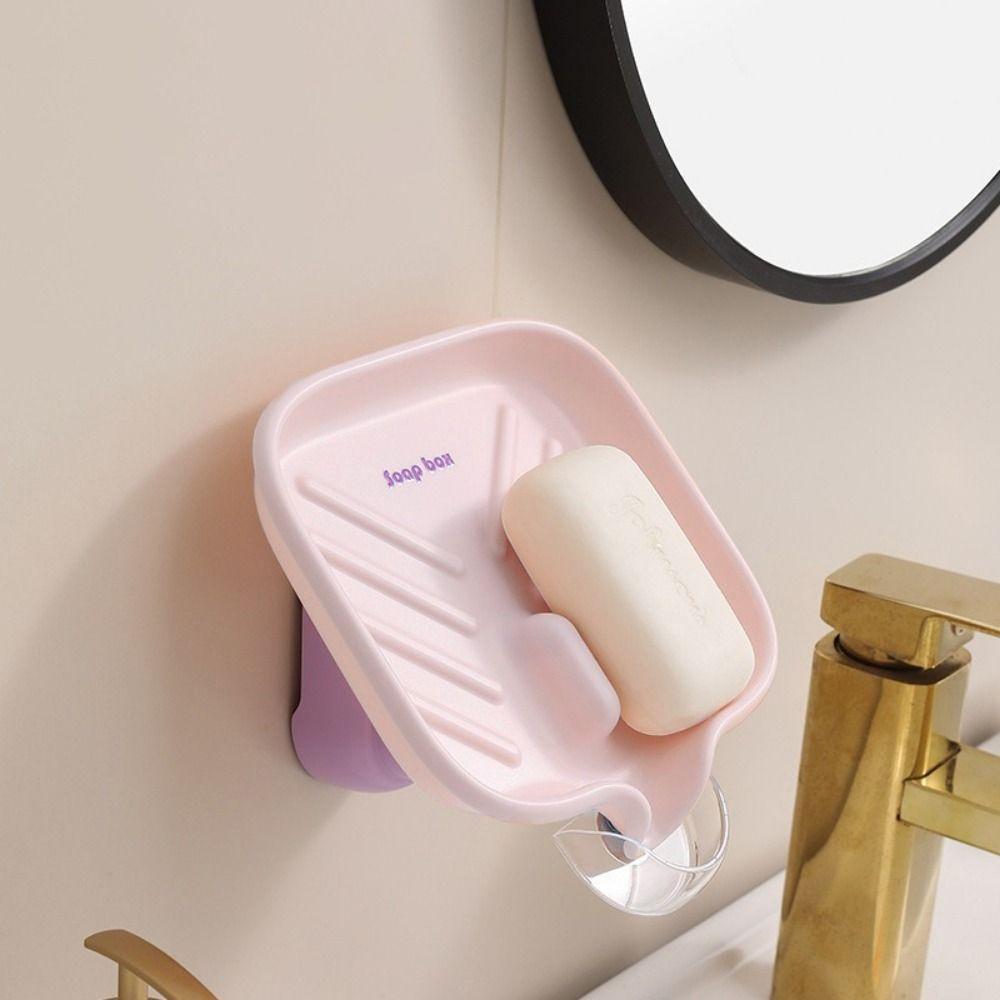 Plastic Sloped Design Soap Holder Suction Cup Sponge Drain Pad Flexible Angle Soap Rack Kitchen
