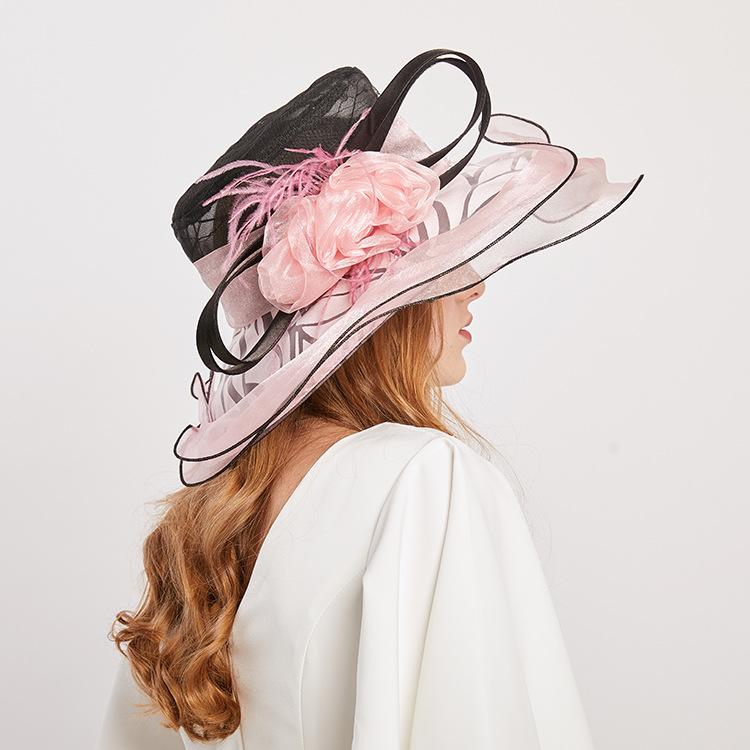 New breathable organza hat women's summer travel sunscreen visor casual fashion flower beach hat