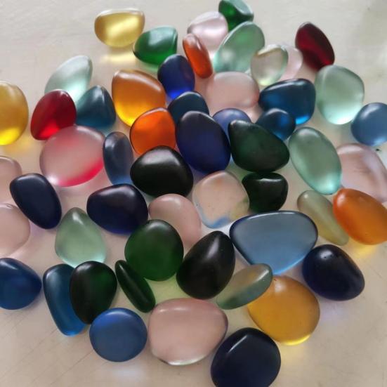 Полированные стеклянные камни 500г Округлые Морские ??Стеклянная галька 2-3 см неправильной формы смешанных цветов, аквариумная галька для ландшафтного дизайна аквариума