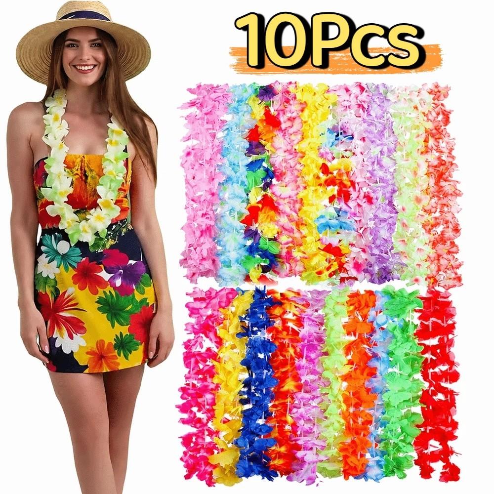 10Pcs Reusable Hawaiian Leis Vibrant Tropical Theme Leis Bachelorette Party