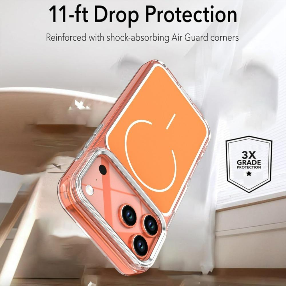 Магнитный чехол с амортизацией для iPhone 17 Pro Max Air 16 15 14 Plus 13 12, мягкий силикон, противоударный, прозрачная рамка