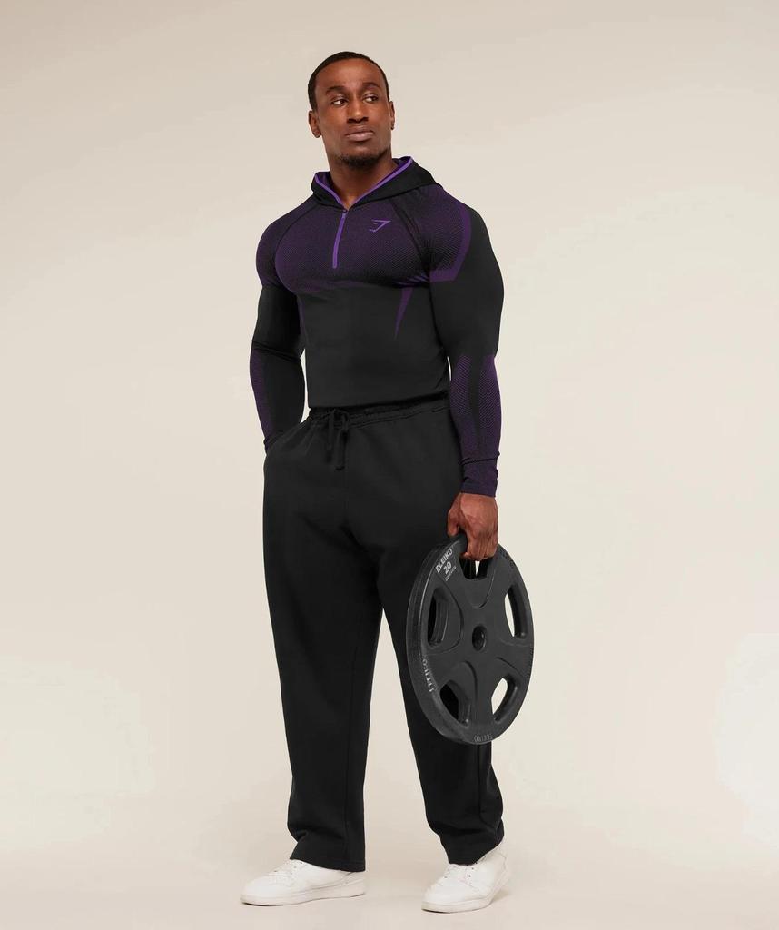 Мужская фитнес-футболка с длинным рукавом и капюшоном GYMSHARK Onyx с высокой эластичностью