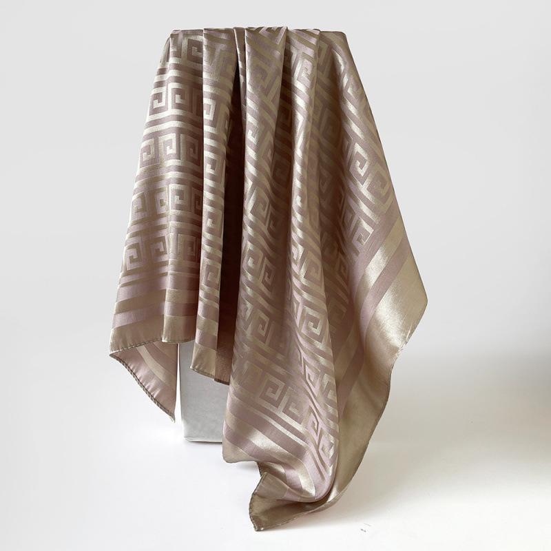 Imitation Silk Scarf for Women Solid Color Printed Scarf Scalp Shawl Scarf