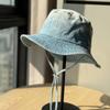 2026Spring and summer new embroidered washed denim fisherman hat for women, sun-shading and face-slimming bucket hat, fashionable and versatile for