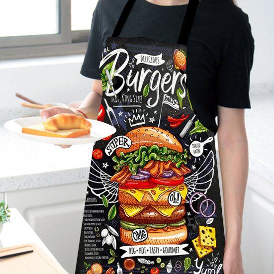 Cooking Apron Sleeveless Comfortable Wearing Clear And Real Image Reusable Anti-stain Waterproof Polyester Pizza Pattern Kitchen Apron Home Supplies
