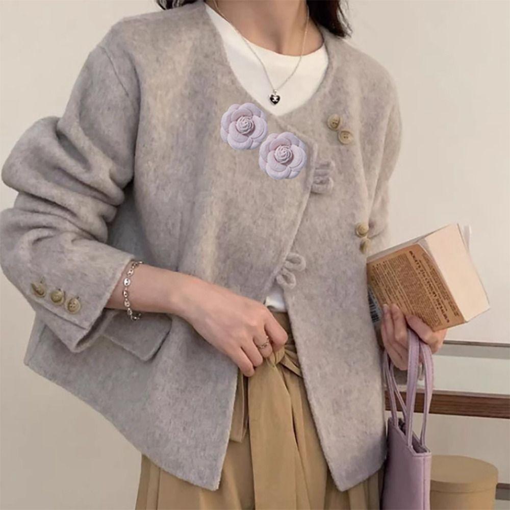 Аксессуары ручной работы из ткани «Цветок камелии» Брошь Jeweley Подарки Брошь-булавка для женщин и девочек