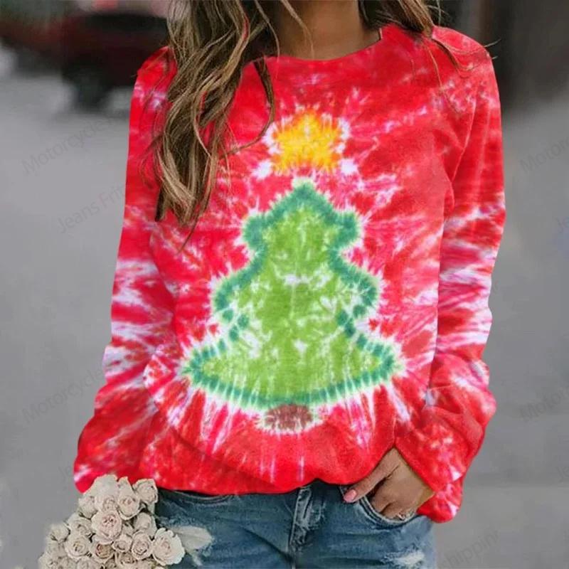 Узор тай-дай с 3D-принтом Толстовка с капюшоном Женская мода О-образный вырез Графические толстовки Женские толстовки Радужное пальто Одежда для девочек Зимняя толстовка