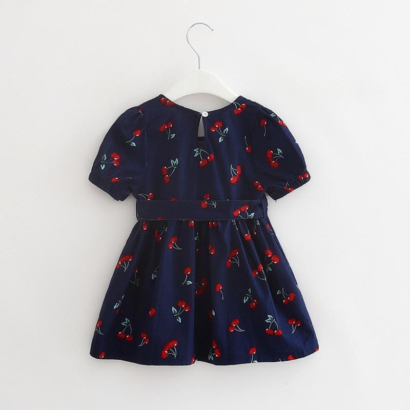 Платье с короткими рукавами и принтом вишни для девочек 2–9 лет, летний сарафан