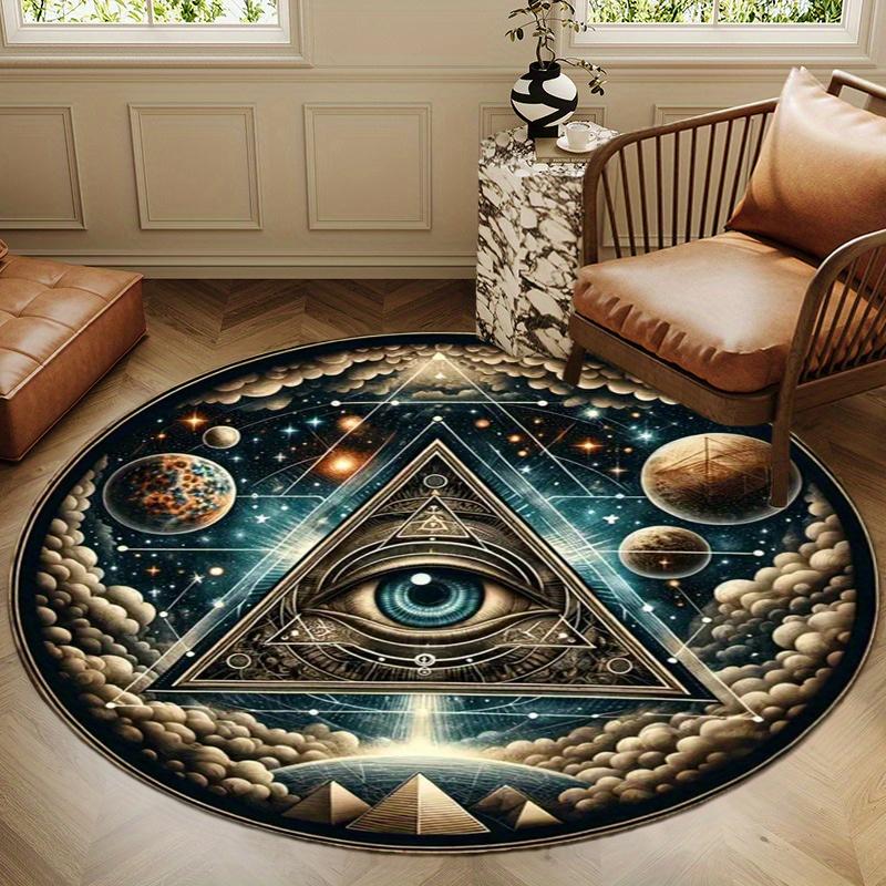 Starry Sky Eye Of Horus Round Rug Nonslip Area Rug Office Chair Mat Carpet For Living Room Bedroom Home Decor