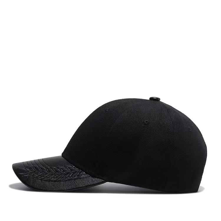 PU Leather Embroidery Baseball Cap Ear of Wheat Head Sport Hat Hip Hop Street Caps Men Fashion Black Snapback Hats Gorras