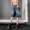 Новые мужские джинсовые шорты High Street Retro с нашивкой Star Tassel и кисточками, свободные и повседневные брюки для пар в стиле хип-хоп, спортивные спортивные штаны
