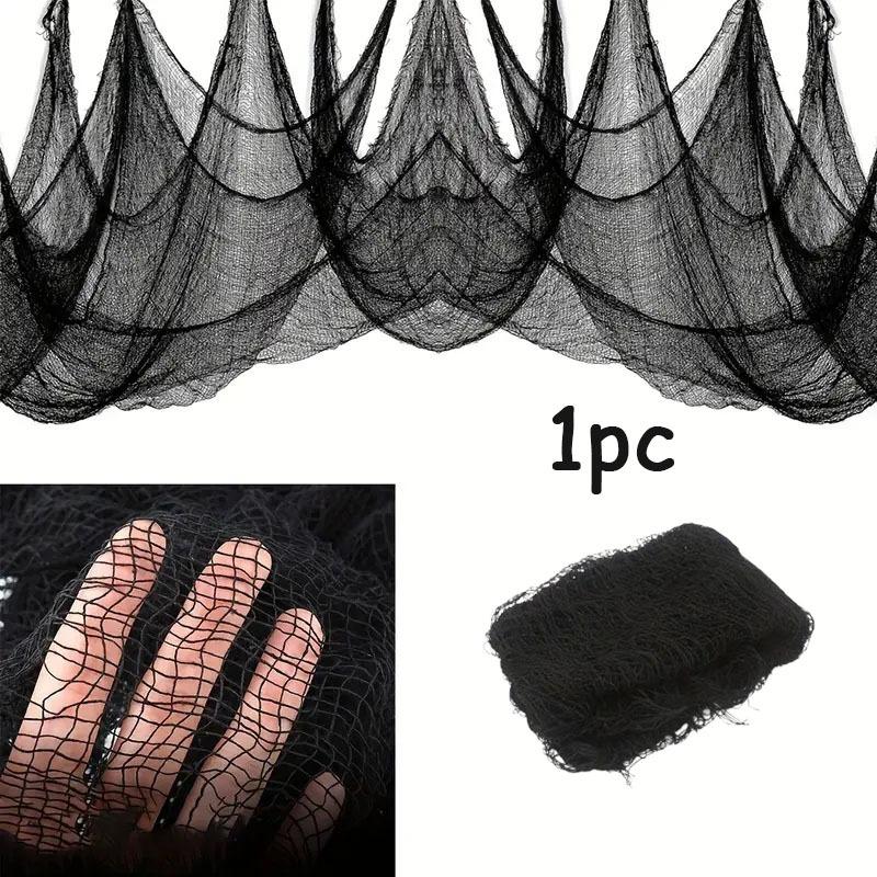 Хэллоуин Марлевая ткань Черная Крупная Марлевая ткань Дом с привидениями Сделай сам Декоративная марля Реквизит для сцены вечеринки ужасов Хэллоуинская декорация