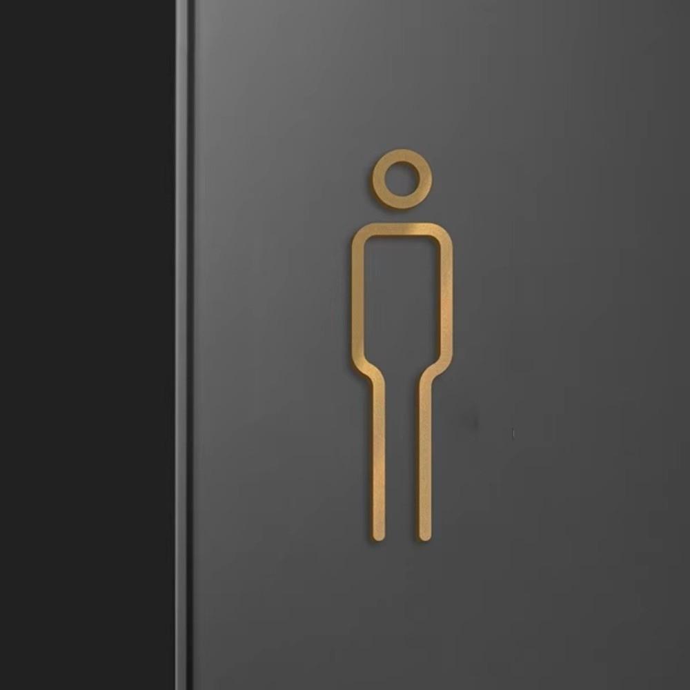 Black Gold Color Wall Label Sticker Plate Brass Wc Holder Signage Board Elegant Toilet Sign