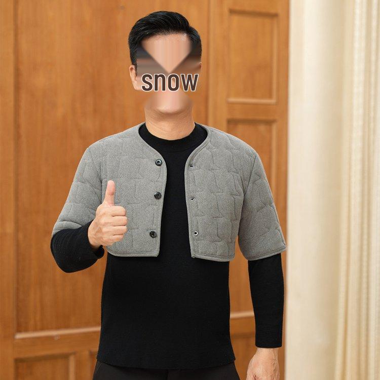 Мужской зимний бархатный стеганый жилет - Теплый, свободного кроя, с защитой плеч и шеи для людей среднего и пожилого возраста