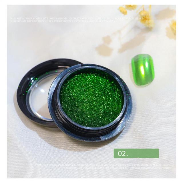 Mirror Nail Powder Pigment Fresh Light Green Rubbing On Nail Art Glitter Dust Chrome Aurora Green Manicure DIY Nails Decorations