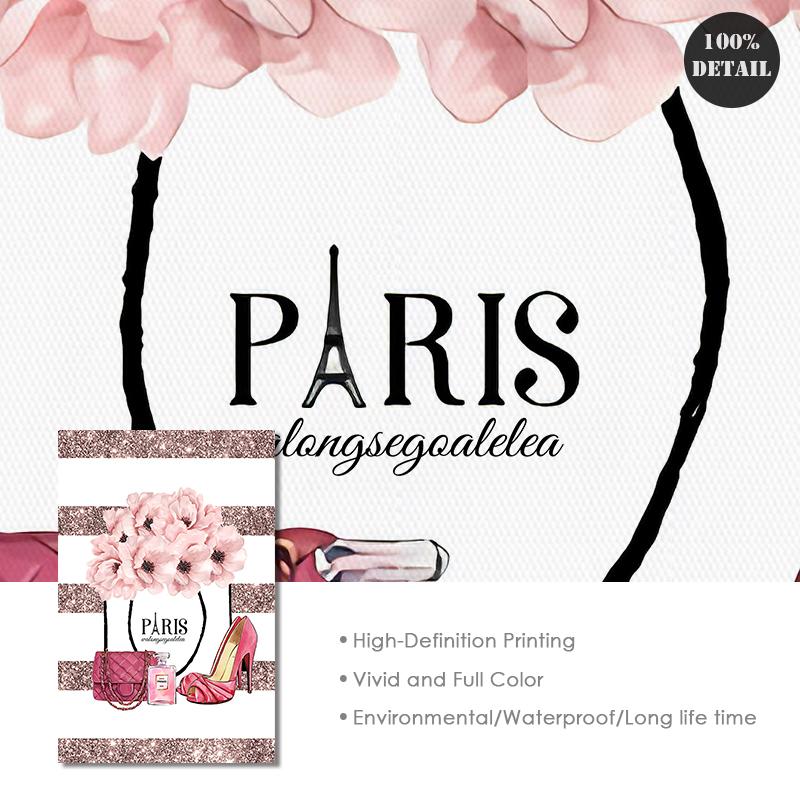 Fashion Woman Poster Pink Flowers Perfume Canvas Painting Wall Art Eyelash Makeup Print Picture Modern Girl Room Home Decoration