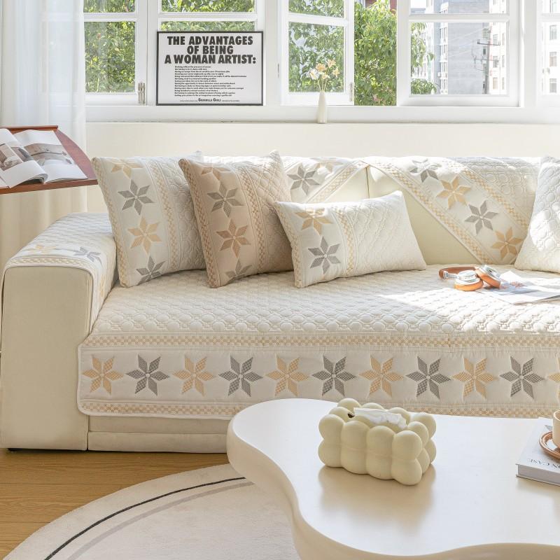 Washed Cotton Sofa Cushion Summer Light Luxury American Bohemian Non-Slip Fabric Cover Towel Seat Cushion Cover