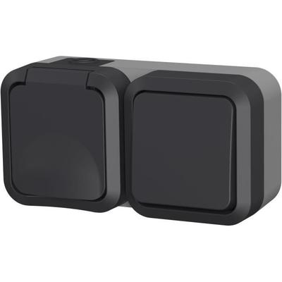 Выключатель + розетка - QUARX - Aqua Pro - Наружный, вертикальный, IP55, 250В, 16А
