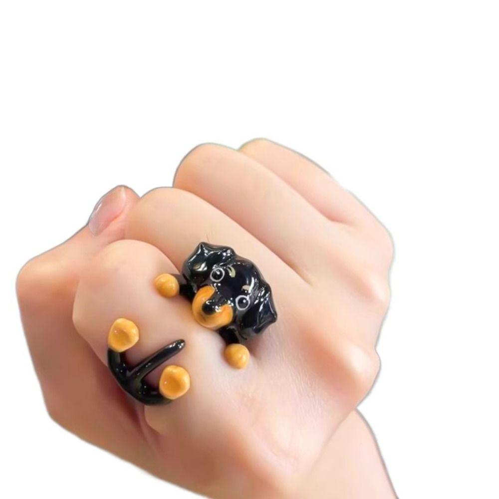 Капающее масло Кольцо Слон Ювелирные аксессуары Забавная пряжка на палец Мультяшное кольцо Такса Подарок