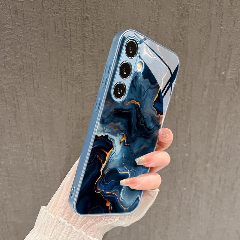 Синий мрамор с золотыми прожилками Модные чехлы для телефона Samsung Galaxy S26 S25 S24 S23 S22 S21 FE Ultra Plus Чехол для телефона Coque Fundas