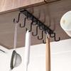 Punch-Free Double-Row Hooks Kitchen Under Cupboard Shelf Mug Cup Hanger Hook Iron Hanging Rack Holder Kitchen Cabinet Organizer
