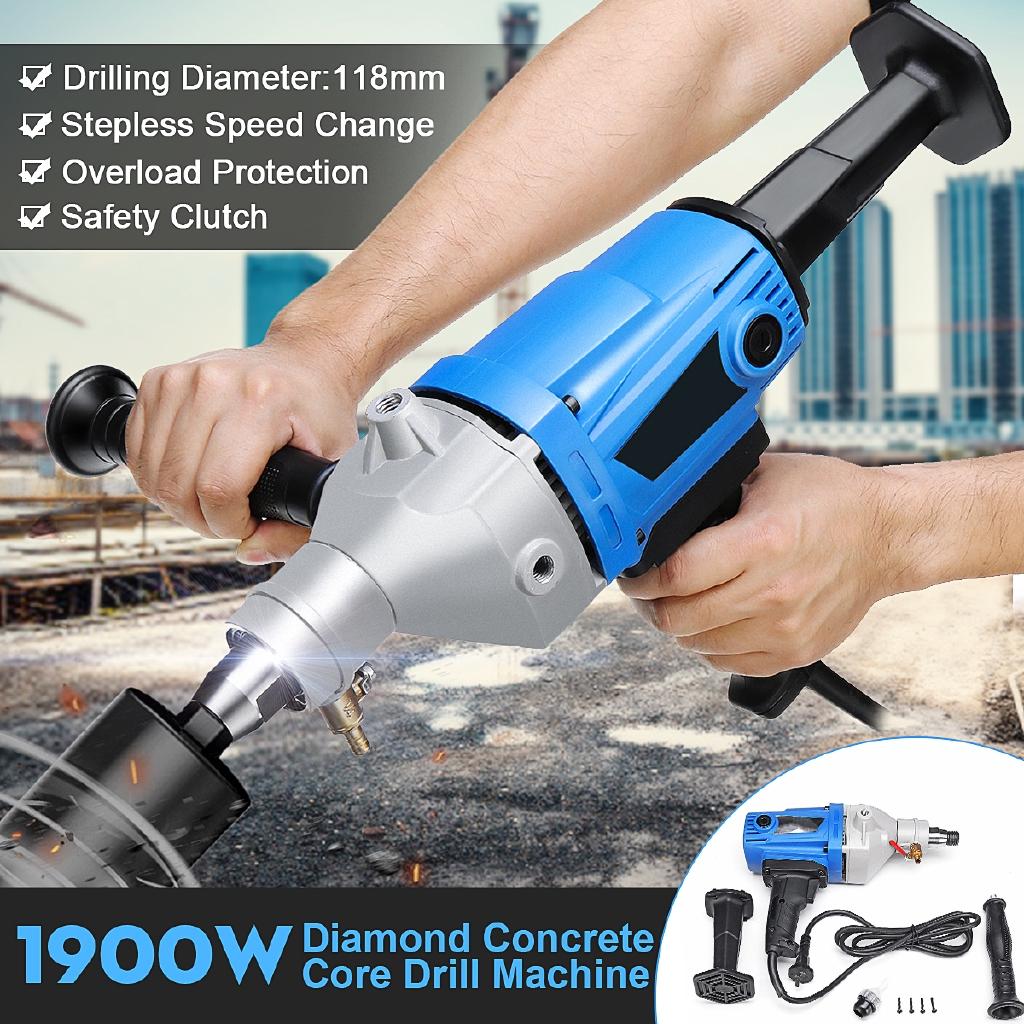 220V 1900W Diamond Core Drill Wet 118mm Handheld Concrete Core Drilling Machine with Water Pump Accessories