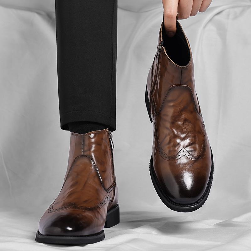 Большие размеры Ботинки Челси в британском стиле Hand Grab Brock Winter Fleece Retro Boots Tide