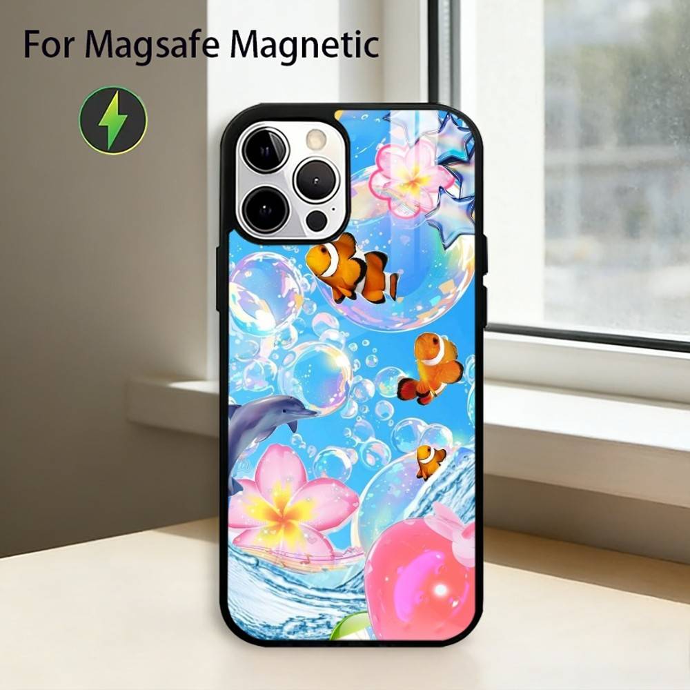 Цвет Frutiger Aero A-Art Чехол для телефона для iPhone17,16,15,14,13,12,11 Plus,Pro Магнитный для Magsafe Беспроводной зарядки