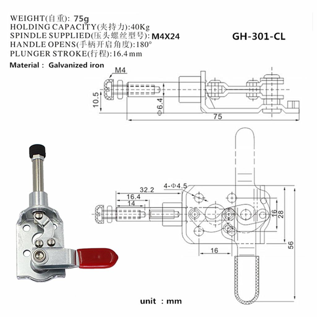 GH-301-CL and 301-CR Handle Quick Release Left and Right Push-pull Toggle Clamp quick release push pull clamp HS CH 301CR 301RL