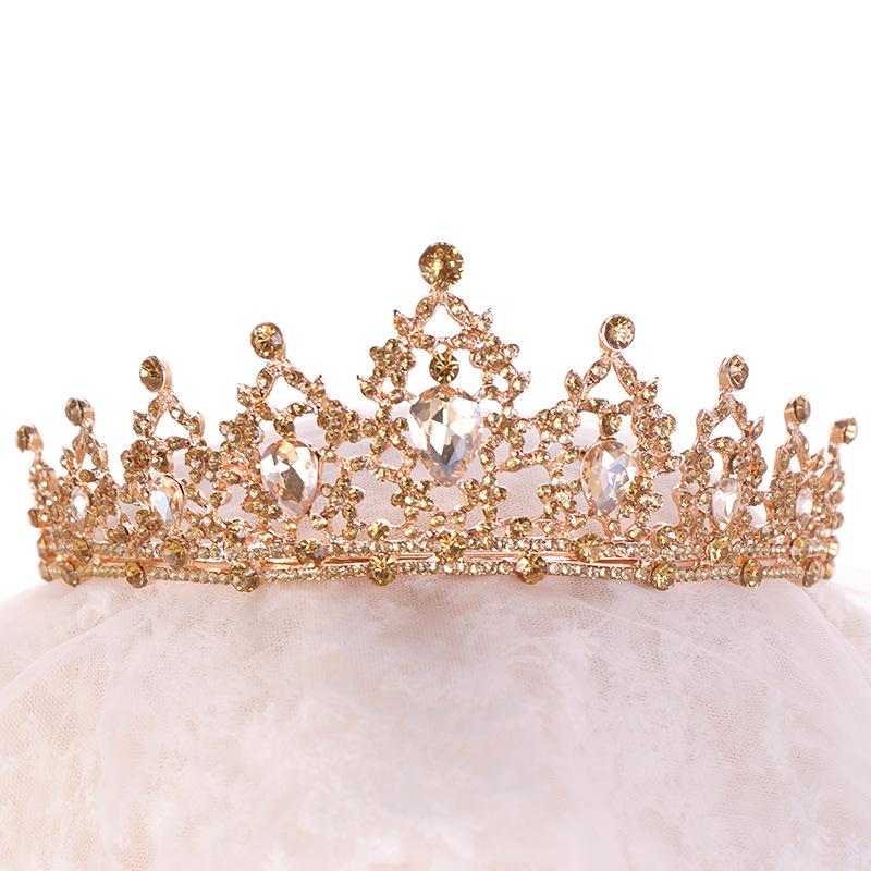 Kmvexo Vintage Ab Blue Gold Crystal Bridal Tiaras Brides Heart Drop Hairbands Crowns Wedding Hair Accessories Выпускные украшения Подарки
