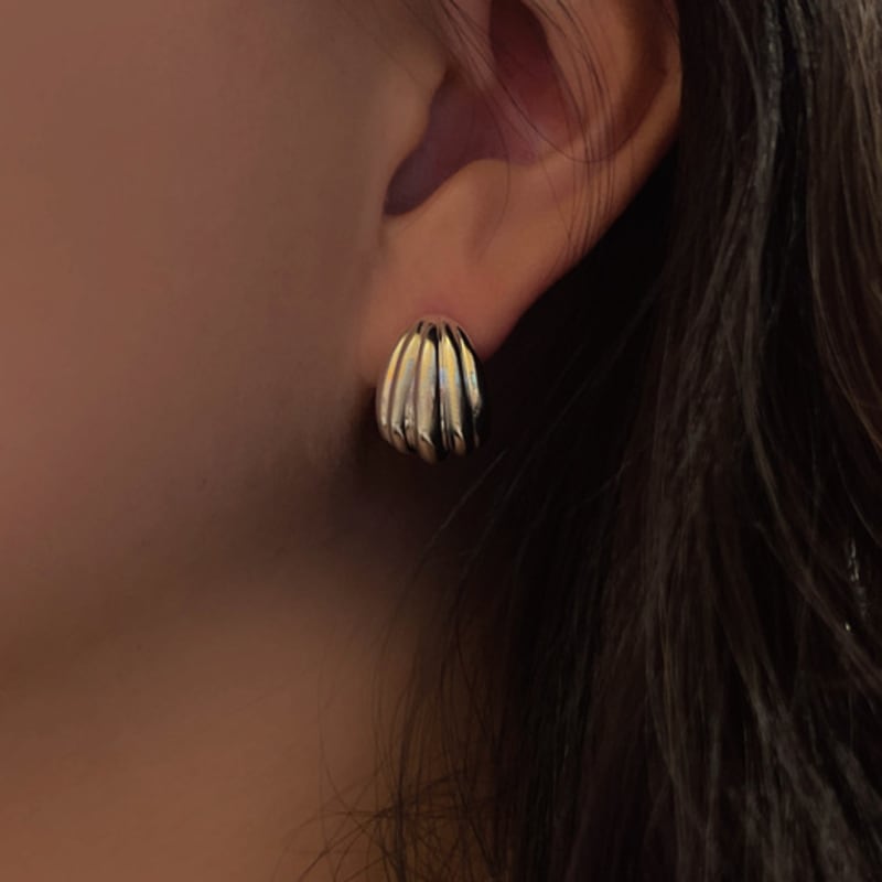 my omelet [92.5 silver]grand shell earrings