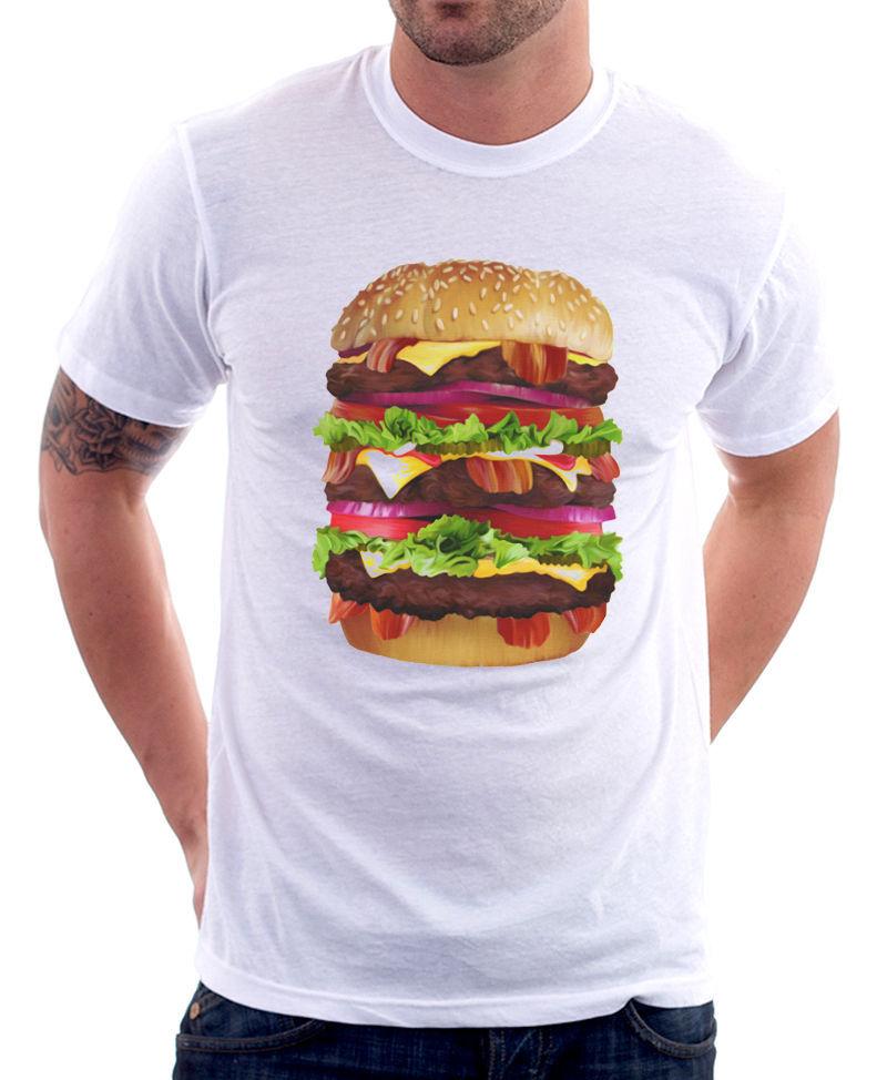Hamburger Cheeseburger Funny Food Big Mac Cool printed t-shirt 9752