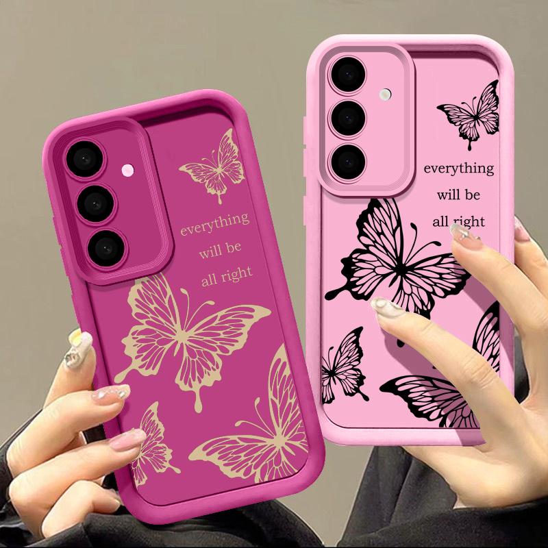 Shockproof Butterfly Print Protection Phone Case for Samsung S25 S24 FE S23 Ultra S22 Plus S21 A16 A56 A55 A36 A35 A15 5G Soft Silicone Matte Shell