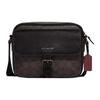 New Hudson Coated Canvas With Natural Pebbled Leather Shoulder Bag Crossbody Bag Medium Size Women's Mahogany & Black CB846-QBAE4