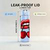 1PC Red Cherry Lips Print 750ml Color Plastic Sports Water Bottle Leakproof Flip Straw Lid Suitable for Sports Office Home Use