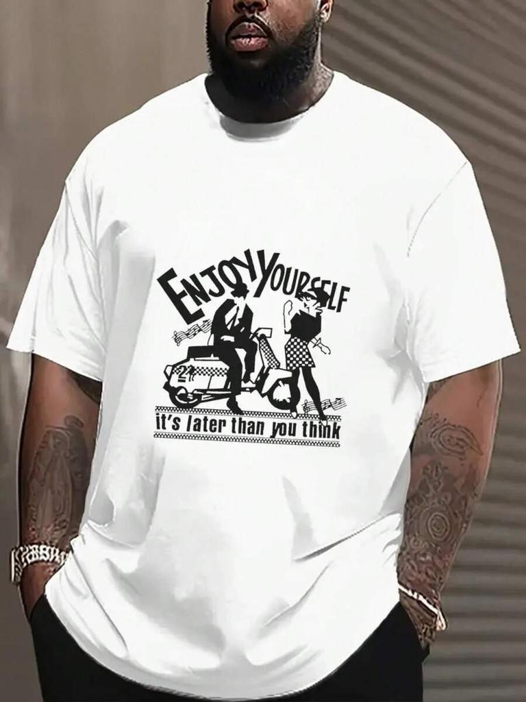 Unisex's Two-Tone Enjoy Yourself Graphic T-Shirt - Retro Music-Inspired Casual Short-Sleeved Top