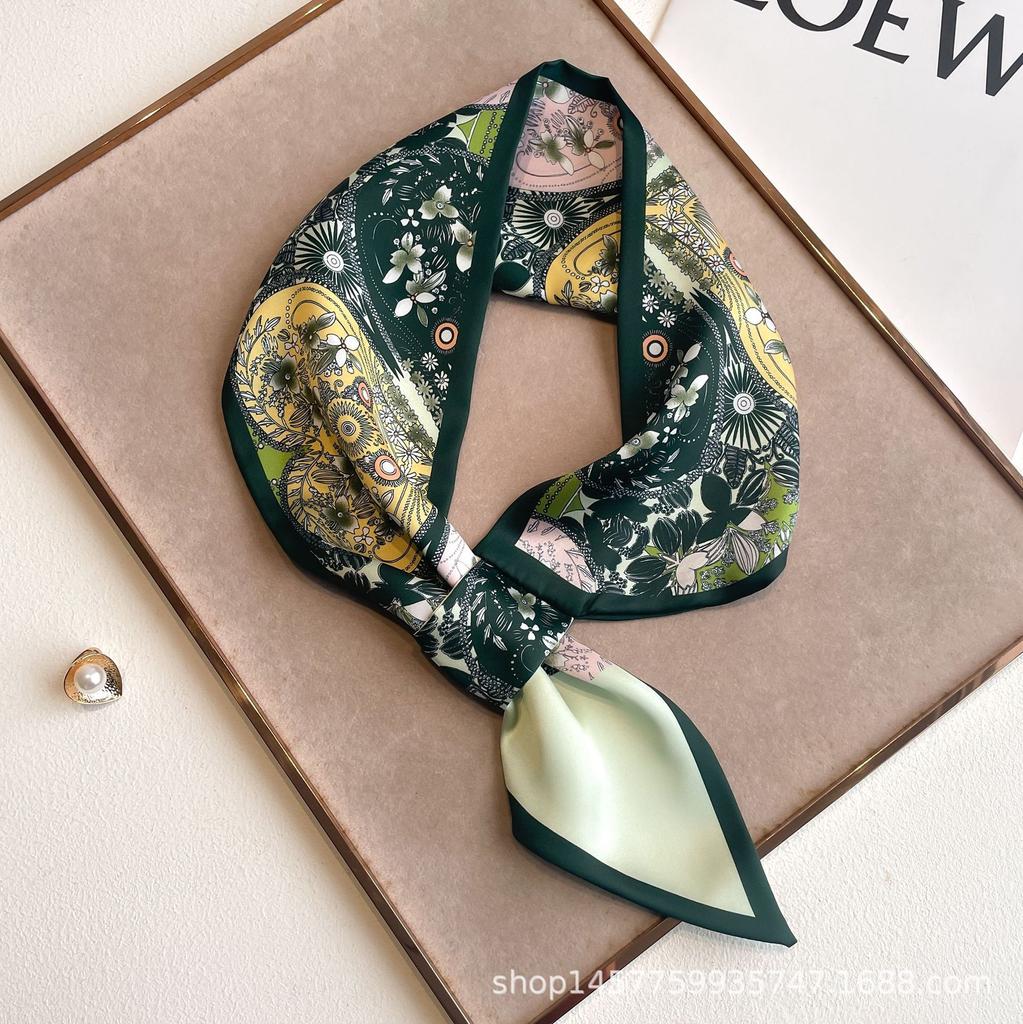 Silk Scarf Small Long Square Scarf Women'S High-End Neck Protection Scarf Professional Matching Shirt Scarf