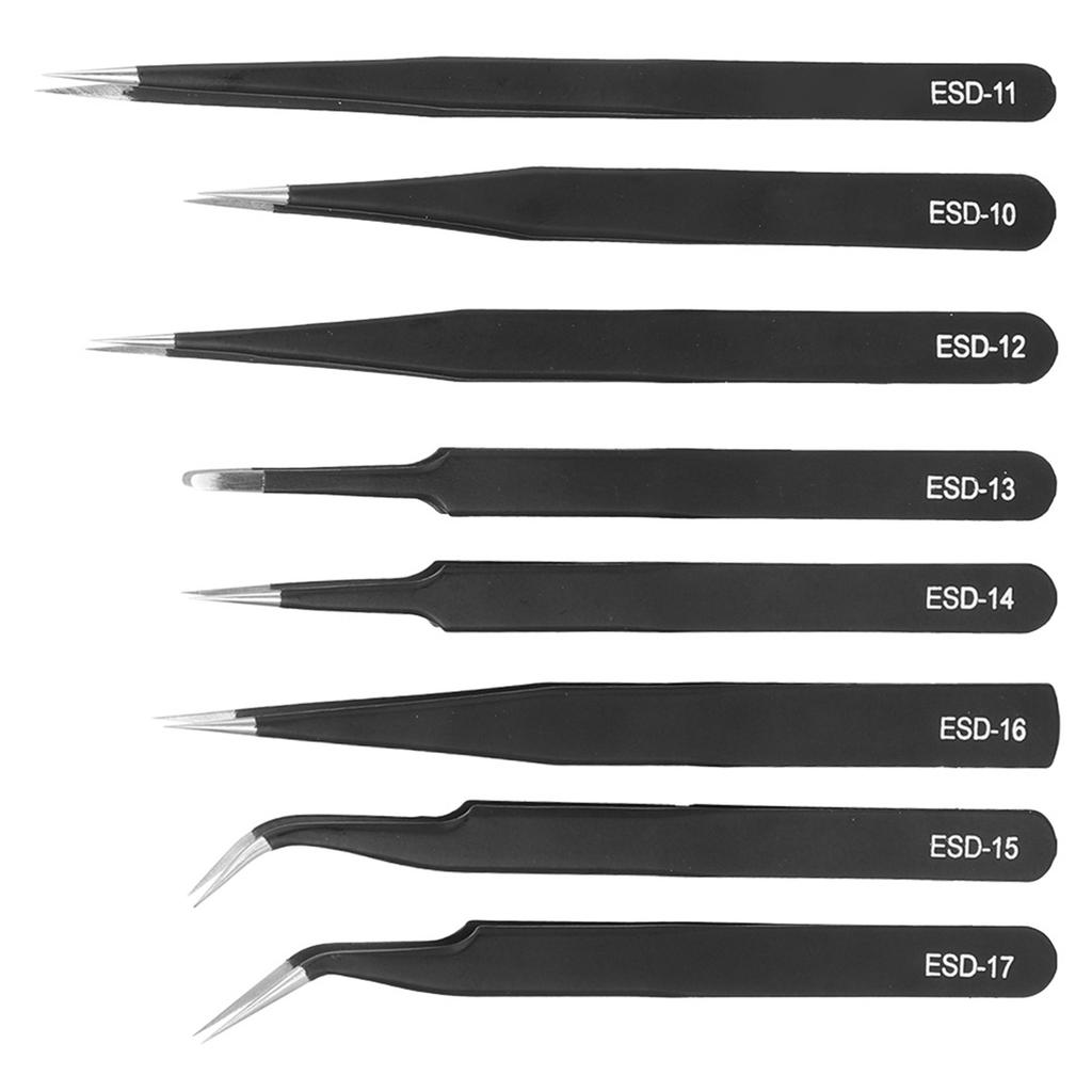 8 шт. пинцетов из нержавеющей стали, наклонный профессиональный пневматический точный набор ESD1017
