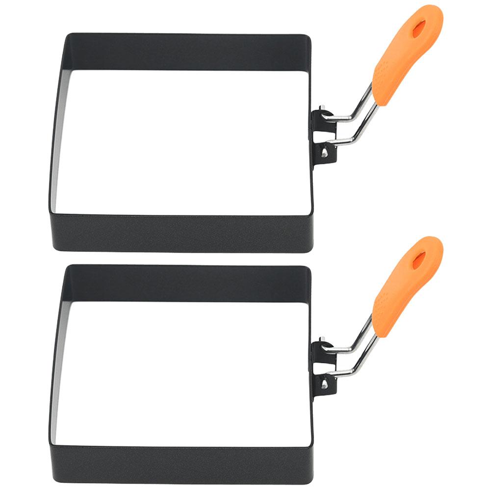 3,9 дюйма 1/2 шт. Кольцо для яиц, квадратное кольцо для яиц, нержавеющая сталь, кольцо для приготовления блинов с ручкой, устойчивой к ожогам, легко очищается для завтрака